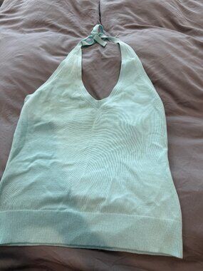 Gap Stretch Aqua Knit Halter Top with built-in/shelf bra